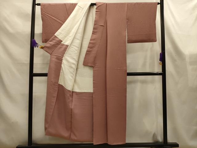 平和屋着物■上質な色無地 紋意匠 梅染色 正絹 逸品 AABL4525sx