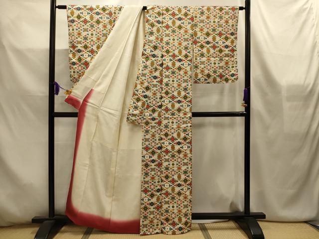 平和屋着物■上質な小紋 花菱文 金彩 正絹 逸品 AABL4533sx