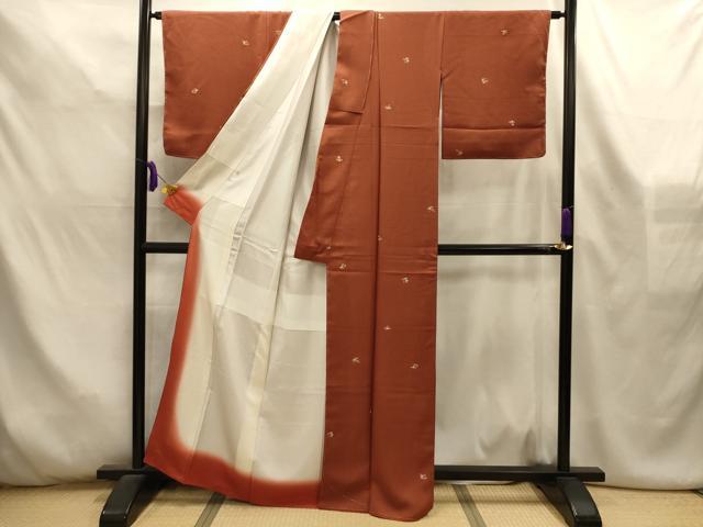 平和屋着物■上質な小紋 枝葉文 金彩 正絹 逸品 AABL4538sx