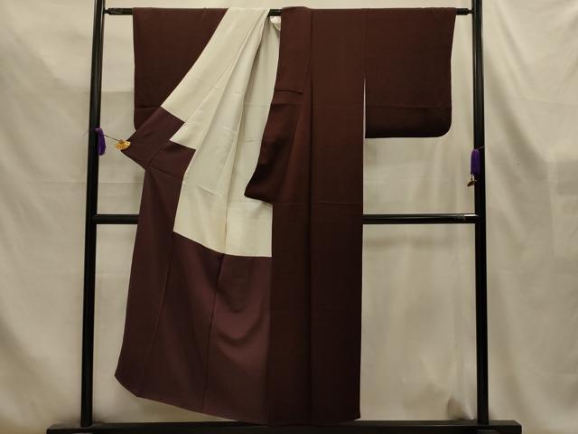 平和屋着物■上質な色無地 黒鳶色 鬼しぼ縮緬 正絹 逸品 AABL4539sx