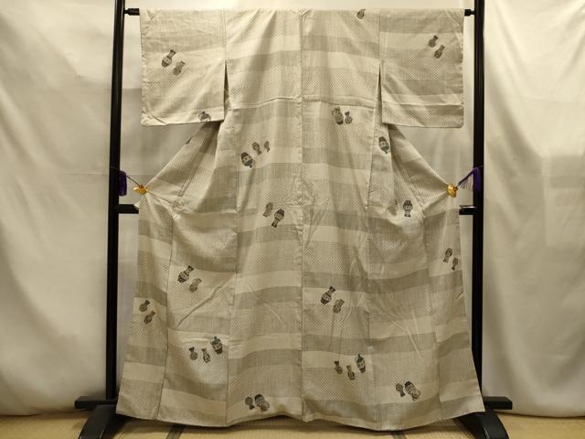 平和屋着物■上質な小紋 横段陶器文 正絹 逸品 AABL4544sx