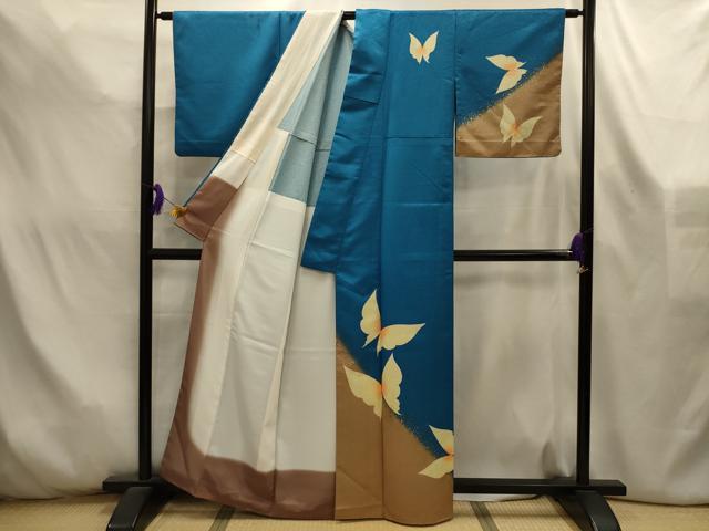 平和屋着物■訪問着 舞蝶文 暈し染め 金彩 背抜き仕立て 洗える着物 AABL4552sx