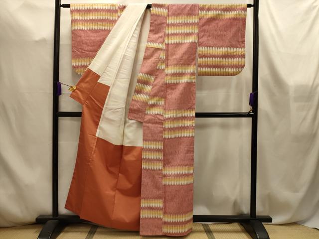 平和屋着物■上質な紬 幾何学文様 正絹 逸品 AABL4574sx