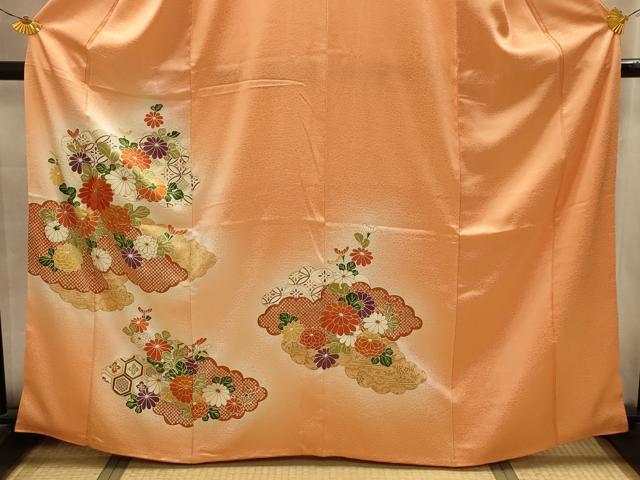 平和屋着物■訪問着 駒刺繍 雲取り吉祥花文 暈し染め 金彩 正絹 逸品 AABL4579sx
