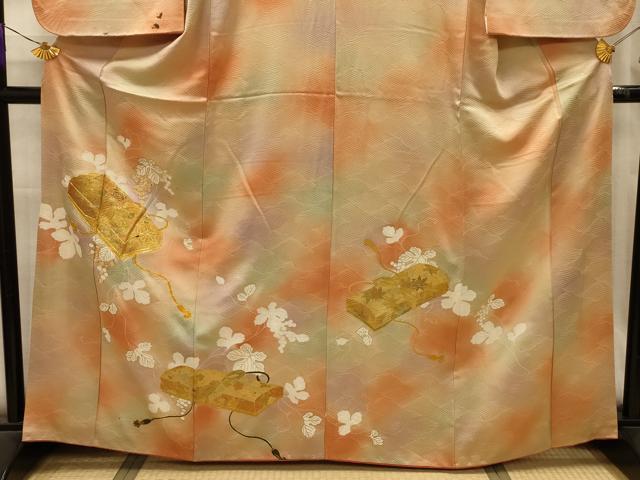 平和屋着物■訪問着 駒刺繍 花文箱文 暈し染め 金彩 正絹 逸品 AABL4679sx