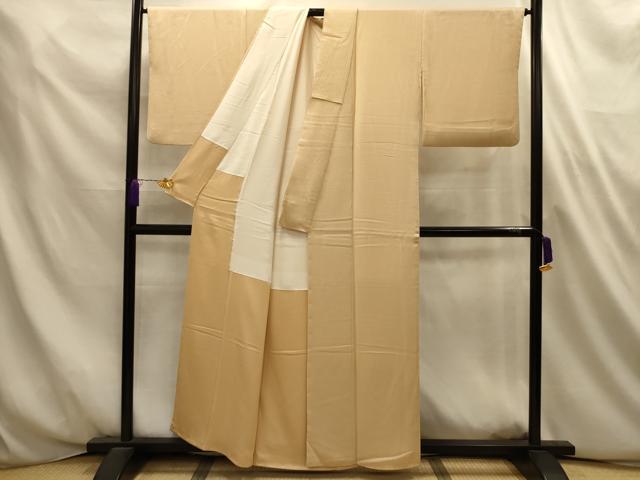 平和屋着物■上質な色無地 間道 丁子色 正絹 逸品 AABL4691sx