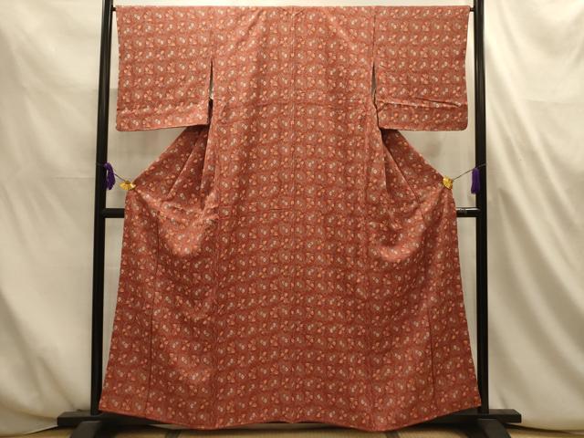 平和屋着物■上質な小紋 草花菱文 正絹 逸品 AABL4723sx