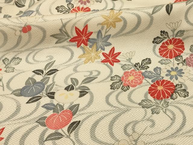 平和屋着物■上質な小紋 流水花文 正絹 逸品 AABL4725sx