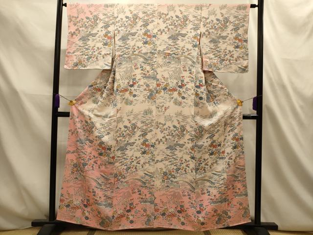 平和屋着物■訪問着 松竹梅風景文 暈し染め 正絹 逸品 AABL4741sx