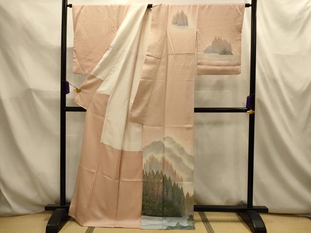 平和屋着物■訪問着 作家物 瑞穂 遠山樹林風景文 暈し染め 正絹 逸品 AABL4749sx