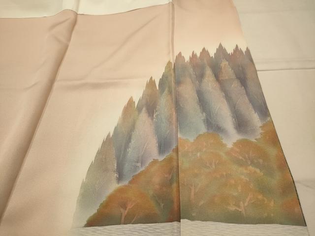 平和屋着物■訪問着 作家物 瑞穂 遠山樹林風景文 暈し染め 正絹 逸品 AABL4749sx
