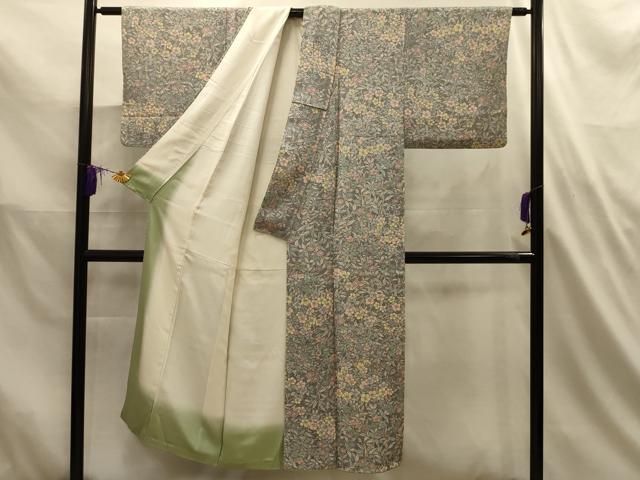 平和屋着物■上質な小紋 草花文 たたき染め 正絹 逸品 AABL4758sx