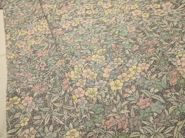 平和屋着物■上質な小紋 草花文 たたき染め 正絹 逸品 AABL4758sx