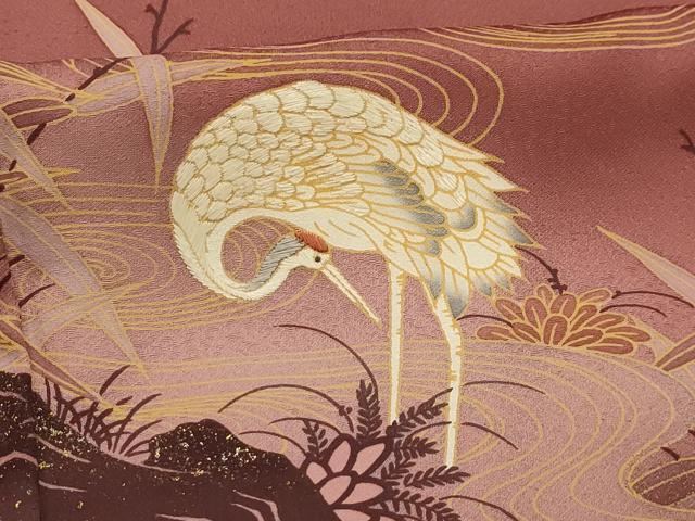 平和屋着物■訪問着 刺繍 流水群鶴文 暈し染め 金彩 正絹 逸品 AABL4762sx