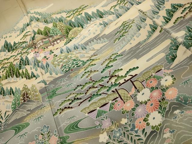 平和屋着物■豪華色留袖 友禅 風景文 暈し染め 正絹 逸品 AABL4817sx