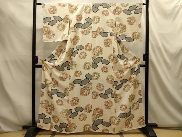 平和屋着物■上質な小紋 地紙花丸文 正絹 逸品 AABL4824sx