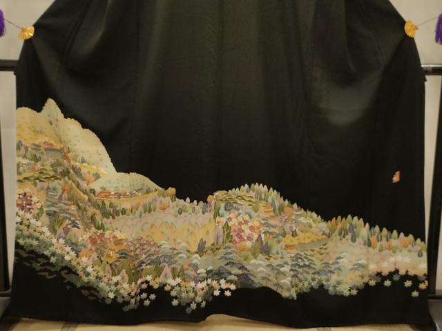 平和屋着物■豪華黒留袖 友禅 作家物 風景文 正絹 逸品 AABL4830sx