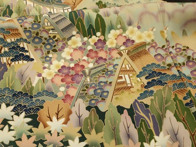 平和屋着物■豪華黒留袖 友禅 作家物 風景文 正絹 逸品 AABL4830sx