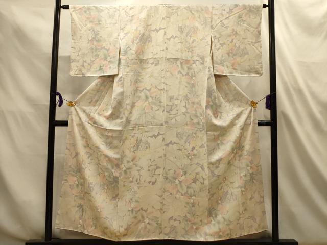 平和屋着物■上質な小紋 草花文 正絹 逸品 AABL4834sx