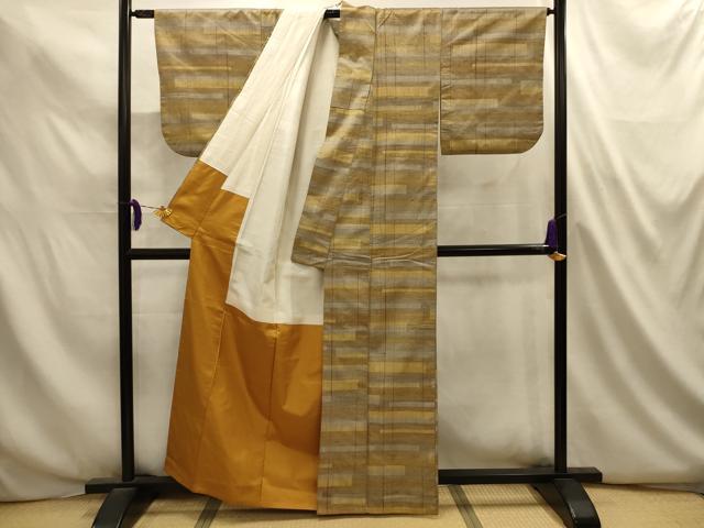 平和屋着物■上質な紬 横段文 正絹 逸品 AABL4835sx