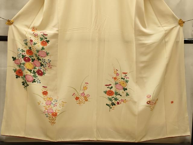 平和屋着物■訪問着 作家物 草花文 金彩 正絹 逸品 AABL4837sx