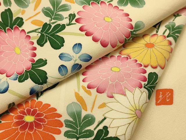 平和屋着物■訪問着 作家物 草花文 金彩 正絹 逸品 AABL4837sx
