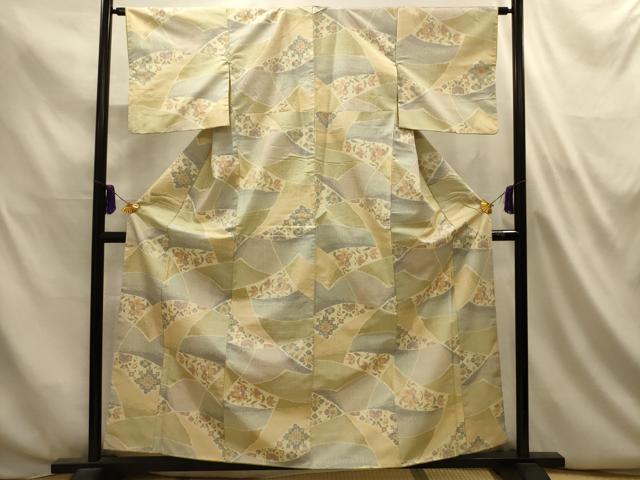 平和屋着物■上質な紬 更紗花文 正絹 逸品 AABL4838sx