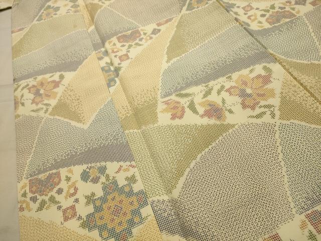 平和屋着物■上質な紬 更紗花文 正絹 逸品 AABL4838sx