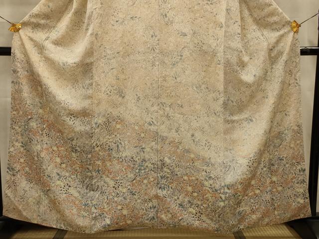 平和屋着物■訪問着 草花文 鬼しぼ縮緬 正絹 逸品 AABL4839sx