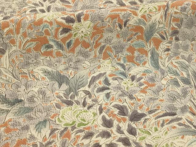 平和屋着物■訪問着 草花文 鬼しぼ縮緬 正絹 逸品 AABL4839sx