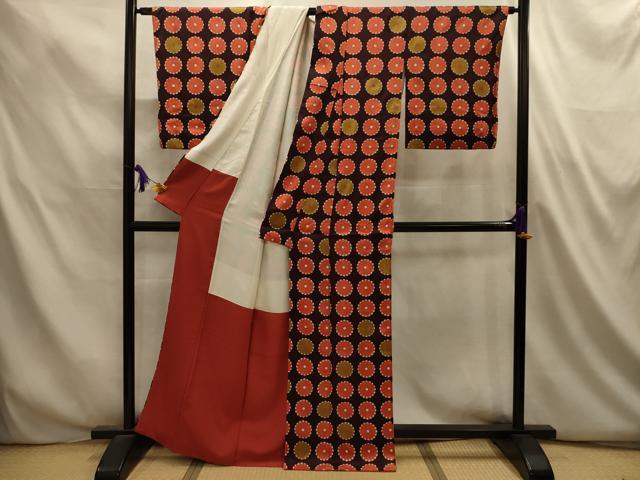 平和屋着物■上質な小紋 菊尽くし 金彩 正絹 逸品 AABL4841sx