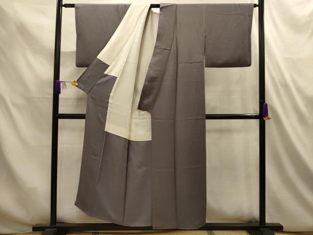 平和屋着物■上質な色無地 紋意匠 源氏鼠色 正絹 逸品 AABL4843sx