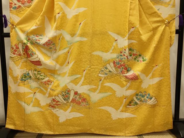 平和屋着物■豪華振袖 駒刺繍 飛鶴松取草花文 金銀彩 正絹 逸品 AABL4844sx