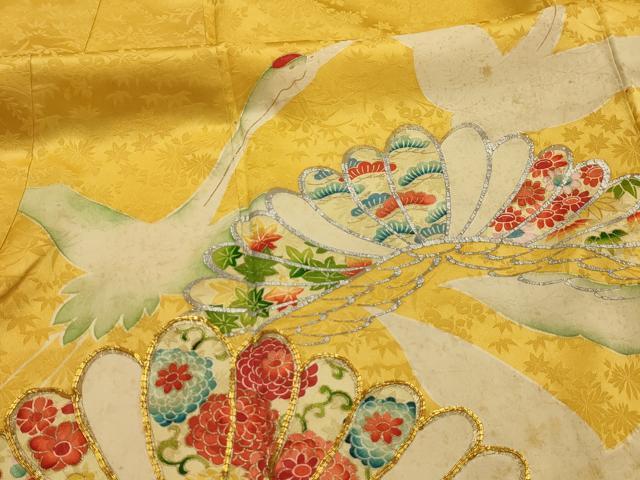 平和屋着物■豪華振袖 駒刺繍 飛鶴松取草花文 金銀彩 正絹 逸品 AABL4844sx