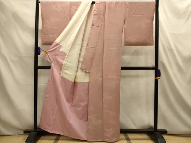 平和屋着物■上質な色無地 雲取風景地紋 一斤染色 正絹 逸品 AABL4845sx