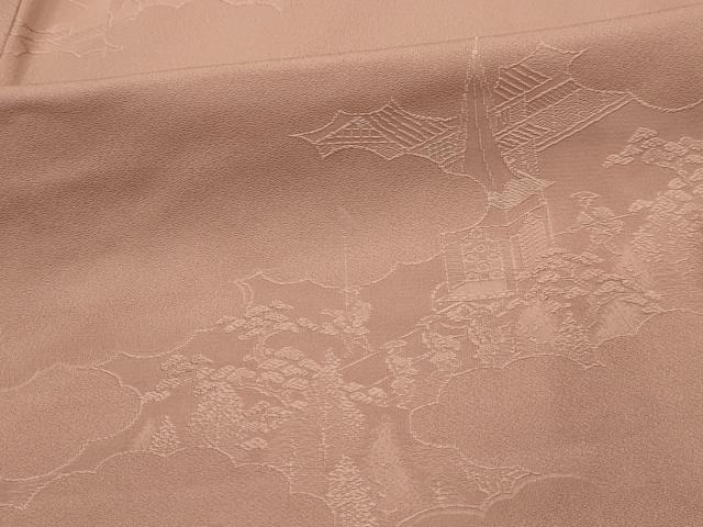 平和屋着物■上質な色無地 雲取風景地紋 一斤染色 正絹 逸品 AABL4845sx