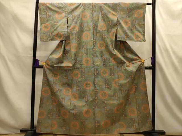 平和屋着物■上質な紬 色紙重ね花文 正絹 逸品 AABL4849sx