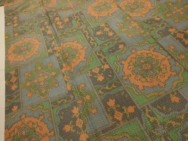 平和屋着物■上質な紬 色紙重ね花文 正絹 逸品 AABL4849sx