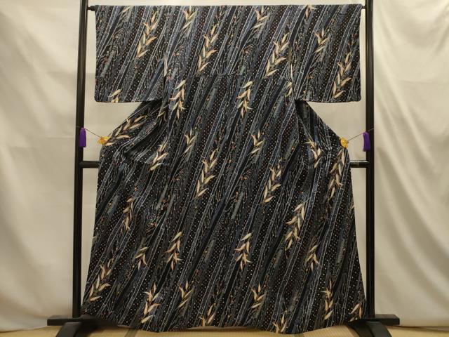 平和屋着物■上質な小紋 絞り 笹竹花文 金彩 正絹 逸品 AABL4851sx