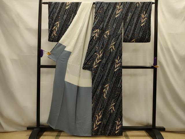 平和屋着物■上質な小紋 絞り 笹竹花文 金彩 正絹 逸品 AABL4851sx