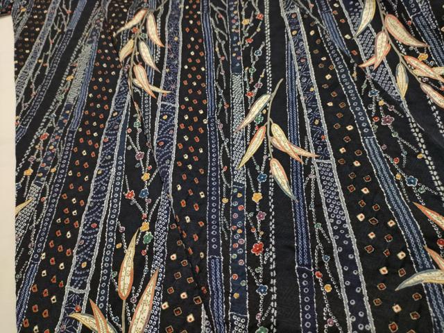 平和屋着物■上質な小紋 絞り 笹竹花文 金彩 正絹 逸品 AABL4851sx