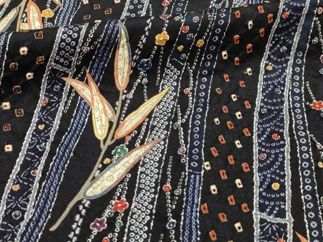 平和屋着物■上質な小紋 絞り 笹竹花文 金彩 正絹 逸品 AABL4851sx