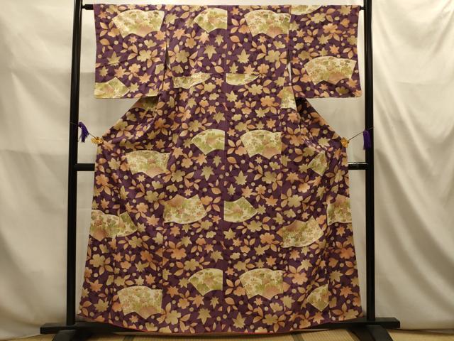 平和屋着物■上質な小紋 地紙重ね草花文 金彩 正絹 逸品 AABL4854sx