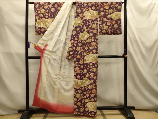 平和屋着物■上質な小紋 地紙重ね草花文 金彩 正絹 逸品 AABL4854sx