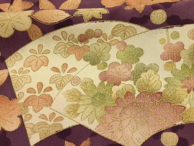 平和屋着物■上質な小紋 地紙重ね草花文 金彩 正絹 逸品 AABL4854sx
