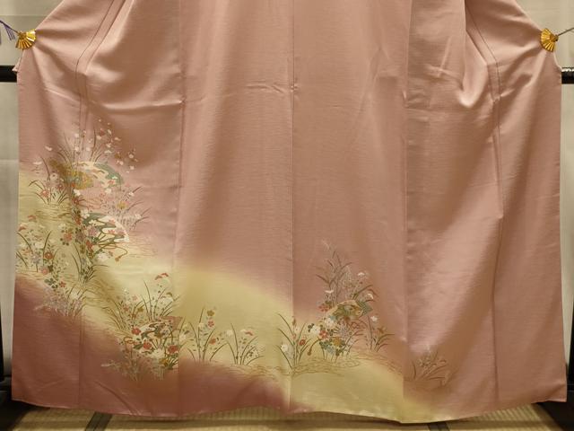 平和屋着物■訪問着 流水扇面花文 暈し染め 金彩 正絹 逸品 AABL4864sx