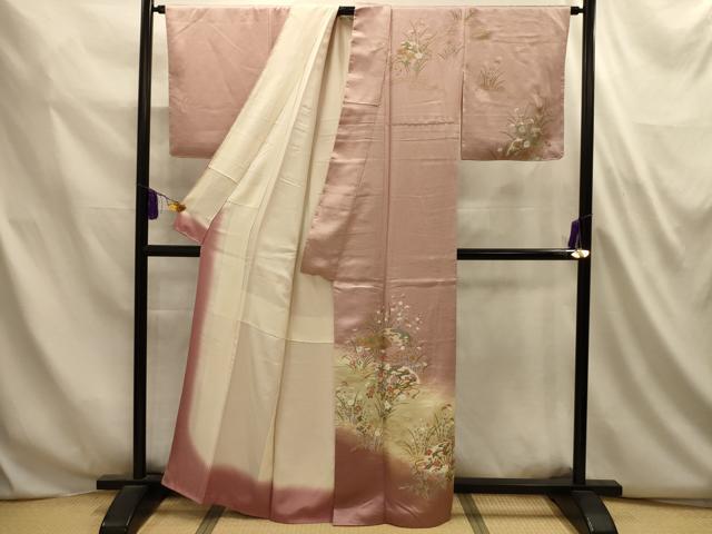 平和屋着物■訪問着 流水扇面花文 暈し染め 金彩 正絹 逸品 AABL4864sx