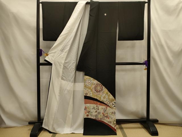 平和屋着物■豪華黒留袖 作家物 駒刺繍 正倉院更紗花文 金彩 正絹 逸品 AABL4874sx