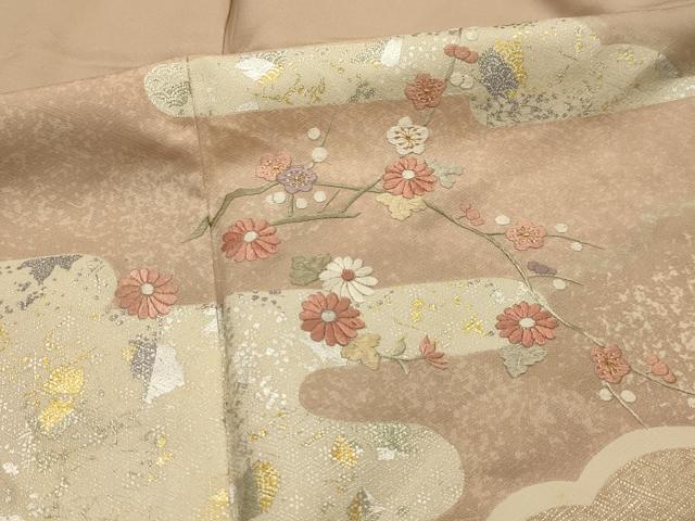 平和屋着物■訪問着 刺繍 霞花文 金糸 金銀彩 正絹 逸品 AABL4879sx
