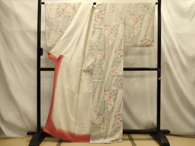 平和屋着物■上質な小紋 絞り 草花文 正絹 逸品 AABL4882sx